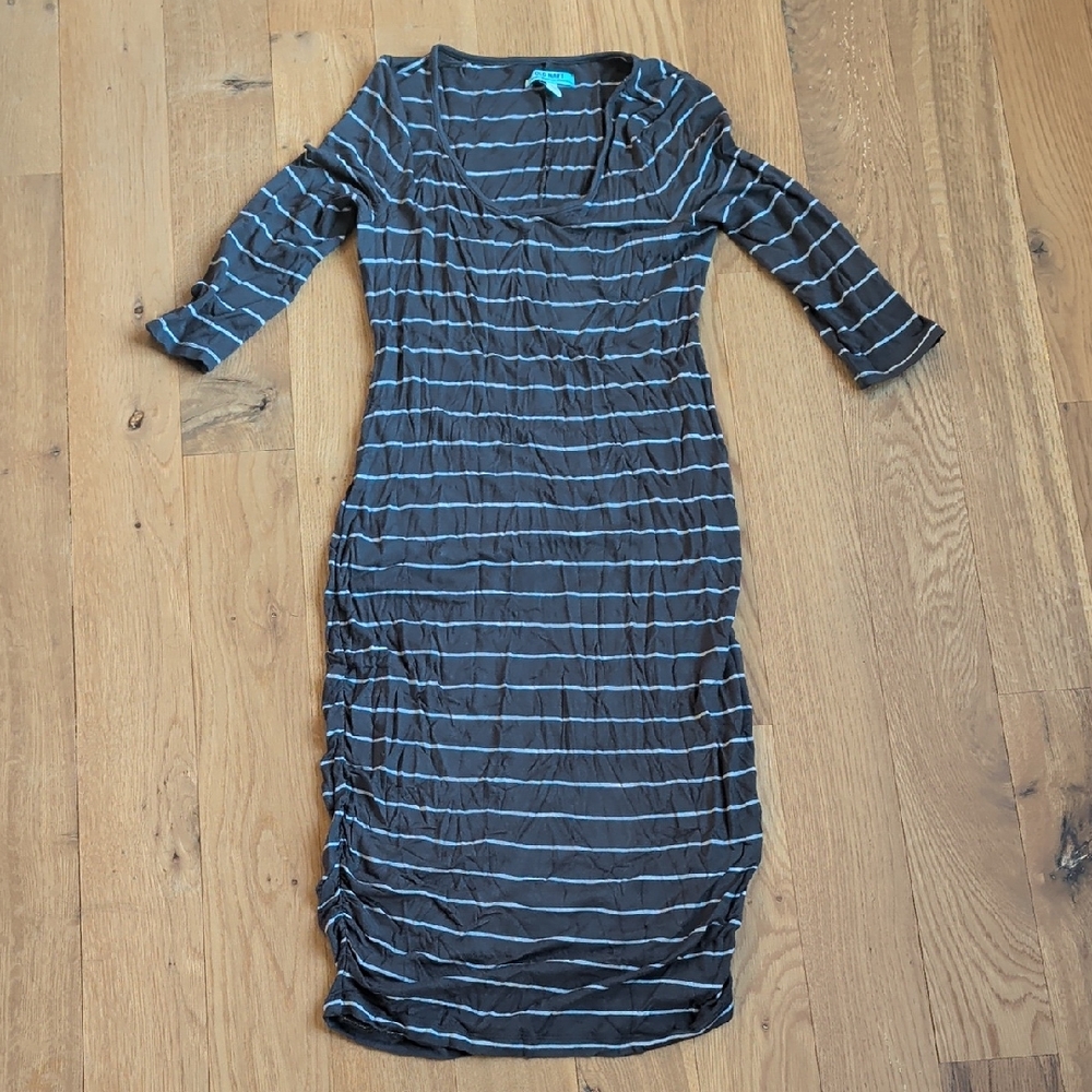 Old Navy Charcoal and Light Blue Striped Midi Dress